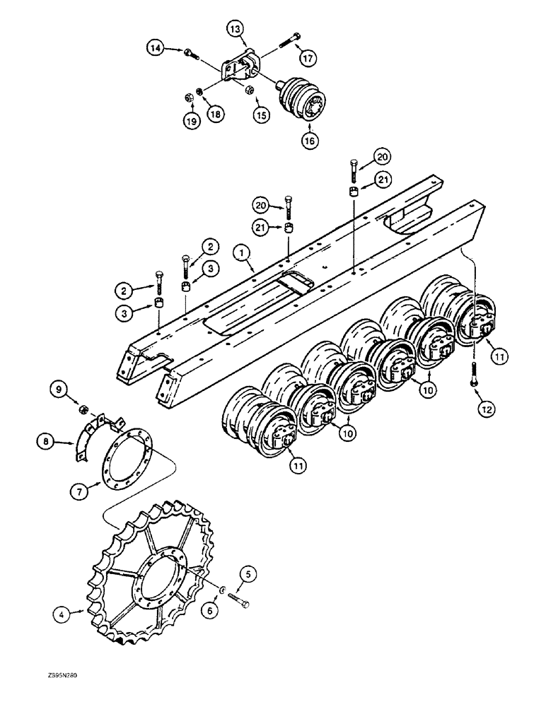 Схема запчастей Case 1150E - (5-02) - TRACK FRAME, SPROCKET, AND ROLLERS, LOADER MODELS (11) - TRACKS/STEERING