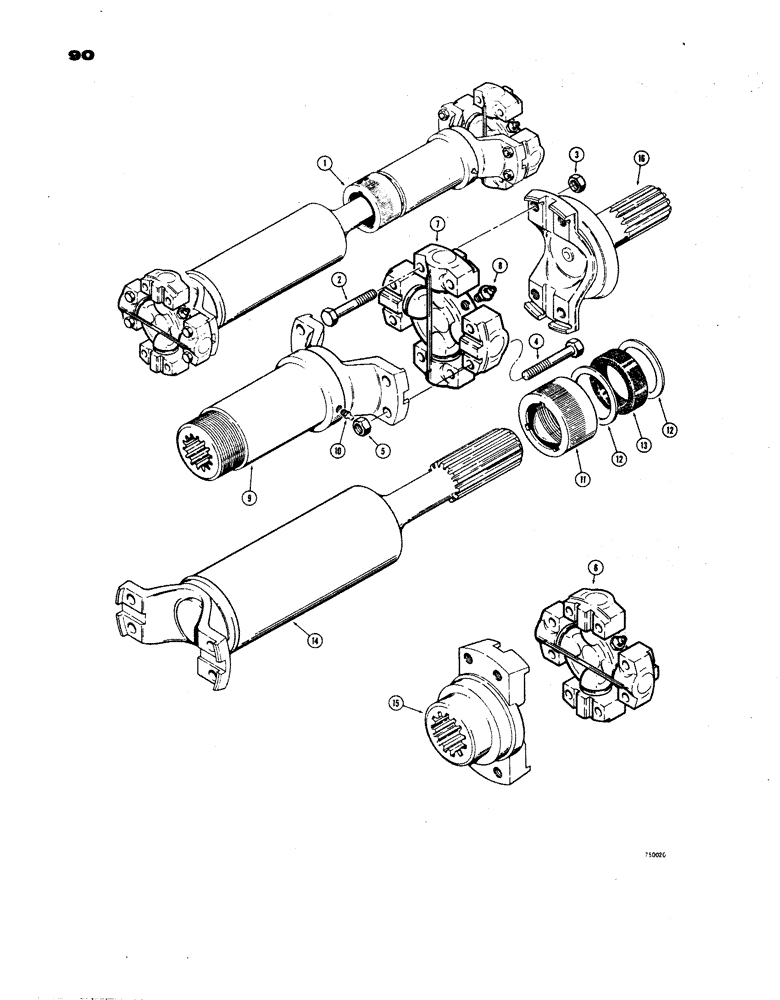 Схема запчастей Case W24B - (090) - FRONT AXLE DRIVE SHAFT, (TRANSMISSION END), UNITS WITH RING GEAR DRIVE/BEFORE TRAC SN.9115926 (06) - POWER TRAIN