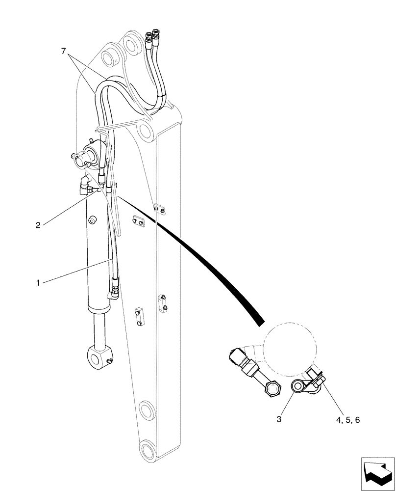 Схема запчастей Case CX36B - (03-024[01]) - HYD. LINE, BUCKET CYLINDER (1.59M ARM) (35) - HYDRAULIC SYSTEMS