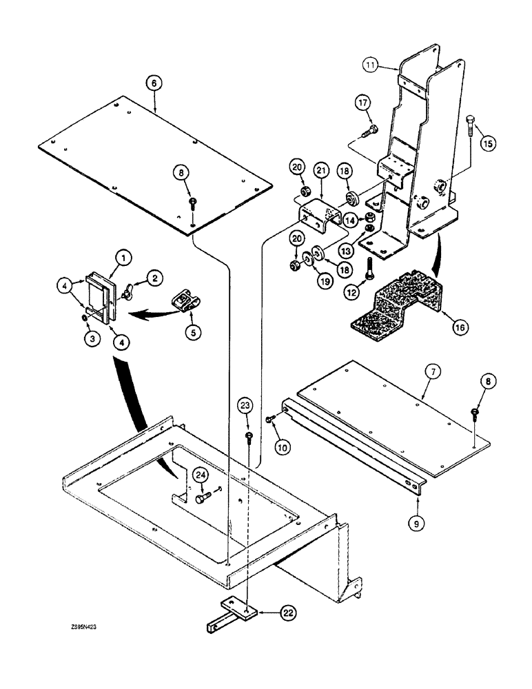 Схема запчастей Case 1150E - (9-052) - OPERATORS COMPARTMENT CLOSURE PANELS, MODELS W/CAB HEEL & SEAT MOUNTING PLATE, TRANS CONTROL TWR (09) - CHASSIS/ATTACHMENTS