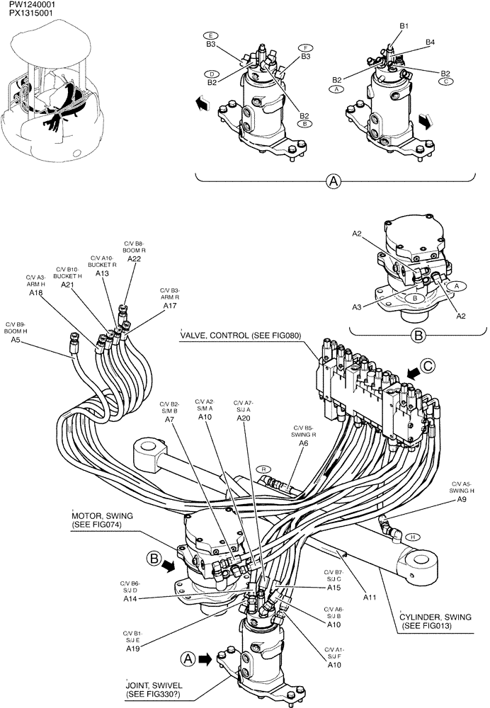 Схема запчастей Case CX36B - (01-021[01]) - HYD LINES, UPP (35) - HYDRAULIC SYSTEMS