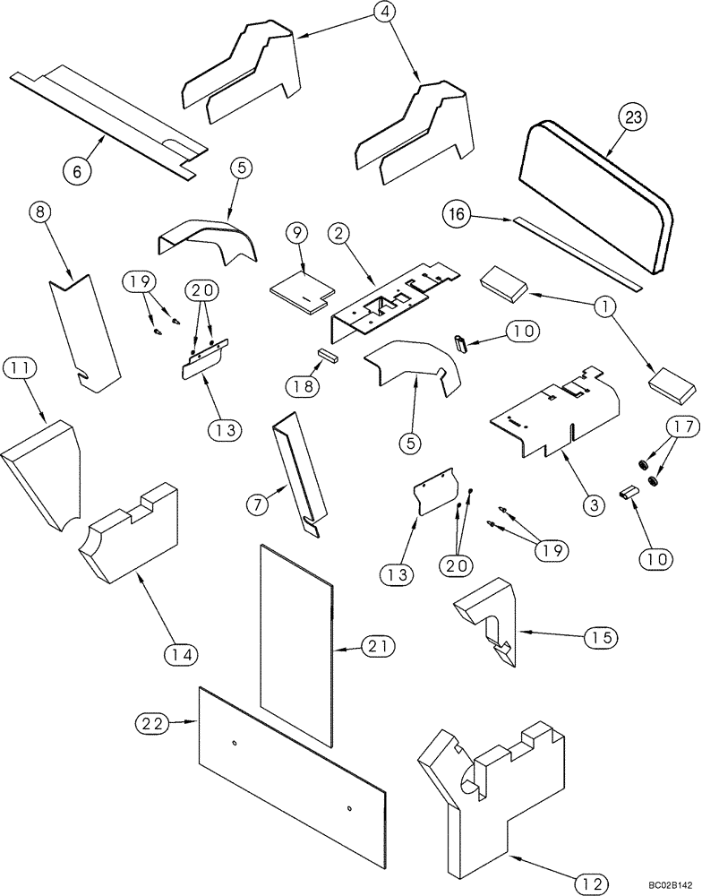 Схема запчастей Case 90XT - (09-19) - SOUNDPROOFING - PANELS (EUROPE) (09) - CHASSIS