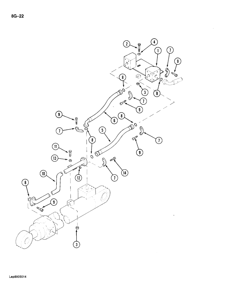 Схема запчастей Case 688 - (8G-22) - TOOL CYLINDER CIRCUIT, TUBES AT ARM (08) - HYDRAULICS