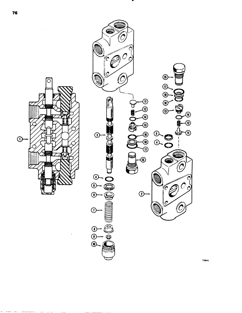 Схема запчастей Case 26C - (076) - G33115, G34898 AND G100182 BACKHOE, CONTROL VALVES, STABILIZER SECTION 