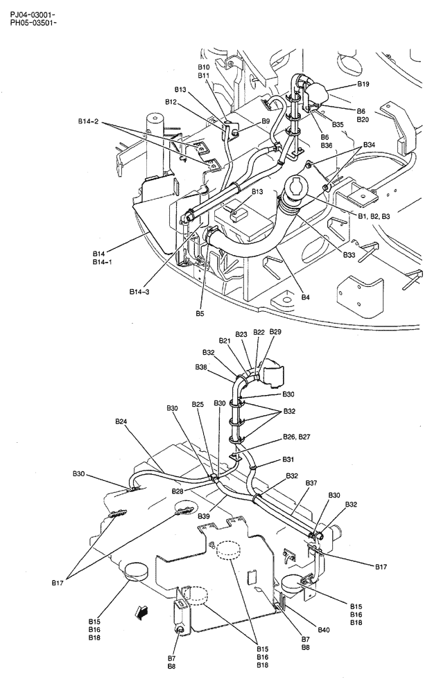 Схема запчастей Case CX50B - (02-015) - TANK ASSEMBLY, FUEL (CANOPY) P/N PH20P00014F1 (05) - SUPERSTRUCTURE