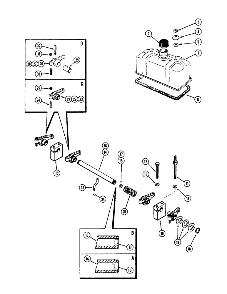 Схема запчастей Case W10 - (004) - CYLINDER HEAD COVER AND ROCKER ARMS (02) - ENGINE