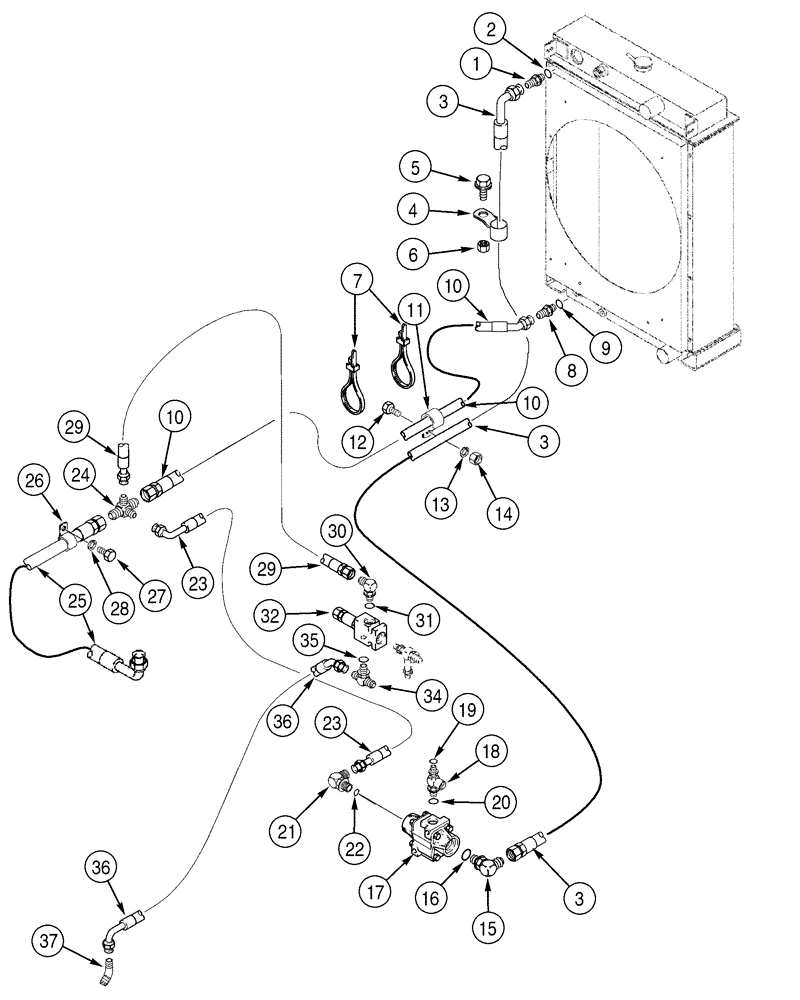 Схема запчастей Case 850H - (06-18) - HYDRAULICS - CRAWLER CIRCUIT, COOLING SYSTEM (06) - POWER TRAIN