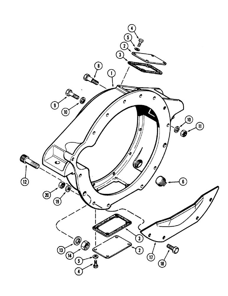 Схема запчастей Case 40 - (024) - FLYWHEEL HOUSING, 504BDT ENGINE (10) - ENGINE