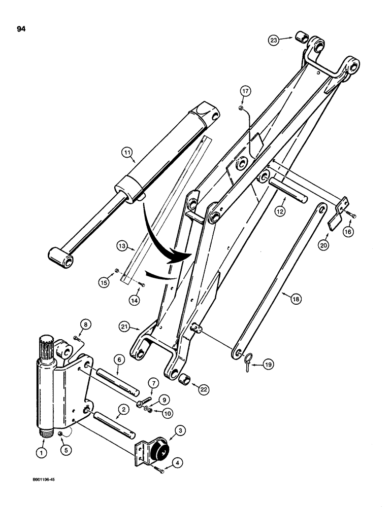 Схема запчастей Case D100 - (8-094) - BACKHOE SWING TOWER AND BOOM, USED ON 1835C, 1840, AND 1845C UNI-LOADER W/ DUKE OR VALVE 