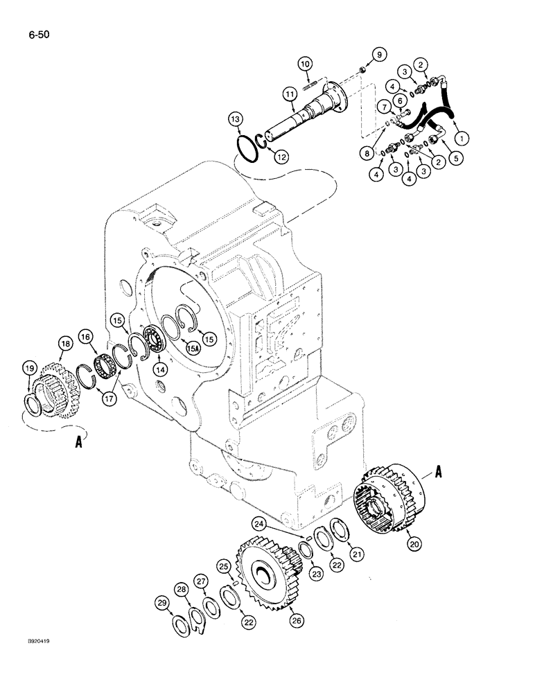 Схема запчастей Case 721 - (6-50) - TRANSMISSION ASSEMBLY, FORWARD AND LOW CLUTCHES, P.I.N. JAK002758 & AFTER (06) - POWER TRAIN