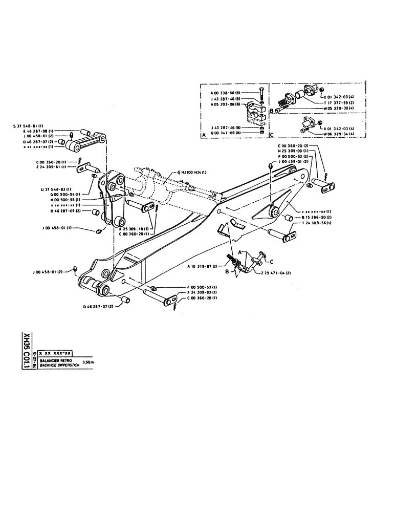 Схема запчастей Case 160CL - (304) - BACKHOE DIPPERSTICK (14) - DIPPERSTICKS