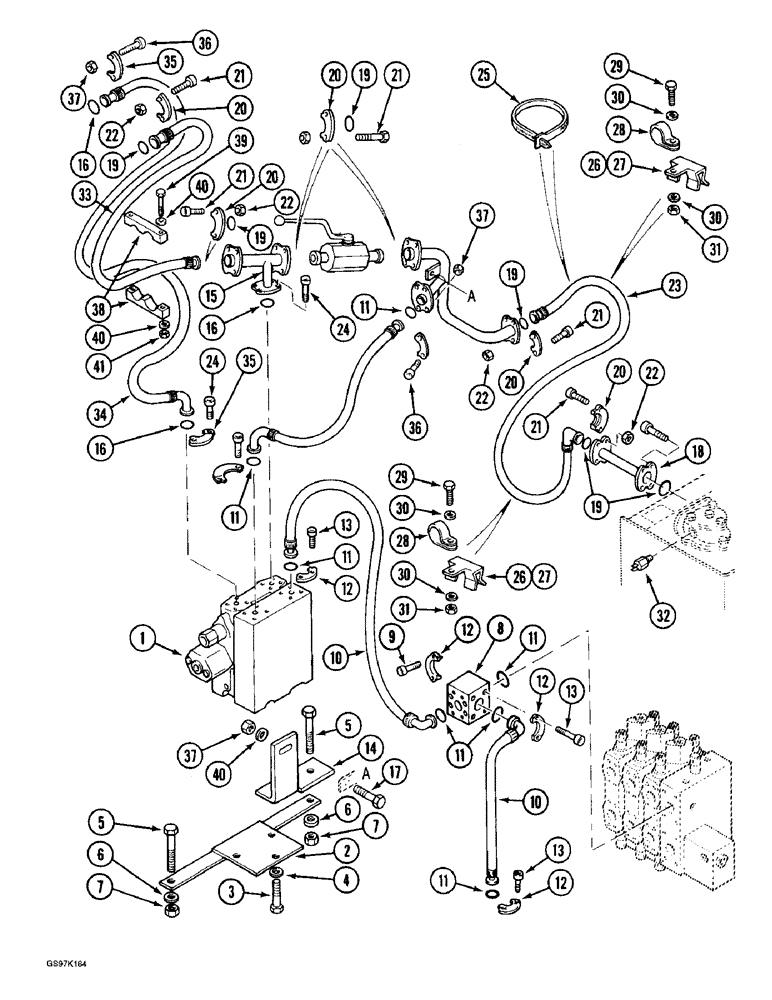 Схема запчастей Case 888 - (8E-06) - HYDRAULIC HAMMER CIRCUIT, PRESSURE AND RETURN LINES (CONT) (08) - HYDRAULICS