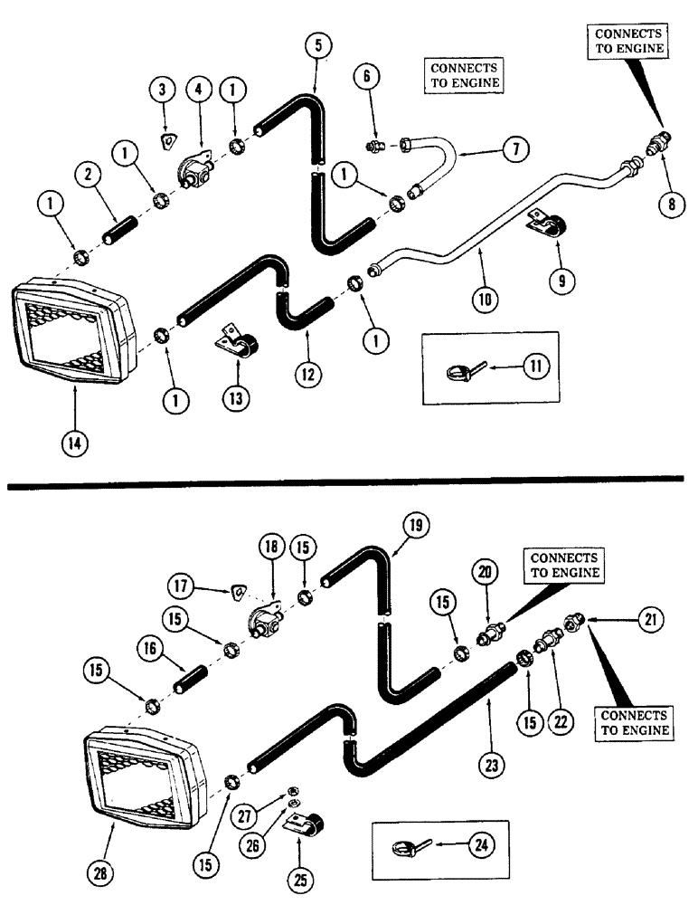 Схема запчастей Case 50 - (306) - HEATER AND HOSES, (USED WITH CASE 504BDT DIESEL ENGINE (50) - CAB CLIMATE CONTROL