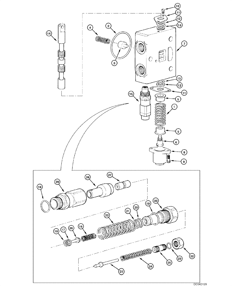 Схема запчастей Case 885 - (08.41[00]) - DISTRIBUTOR - BLADE LIFT VALVE (08) - HYDRAULICS