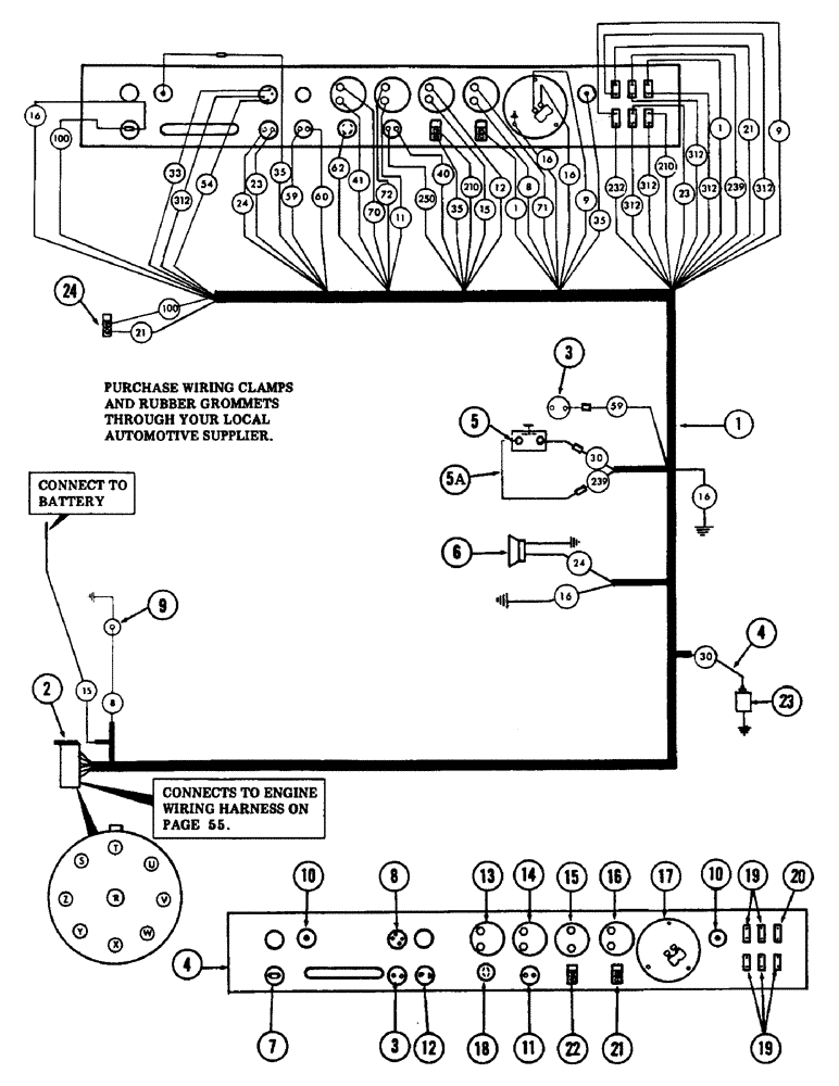 Схема запчастей Case 880B - (058) - INSTRUMENT PANEL AND TURNTABLE WIRING HARNESS, (USED ON UNITS WITH 6201617 & 6201619 & AFTER) (06) - ELECTRICAL SYSTEMS