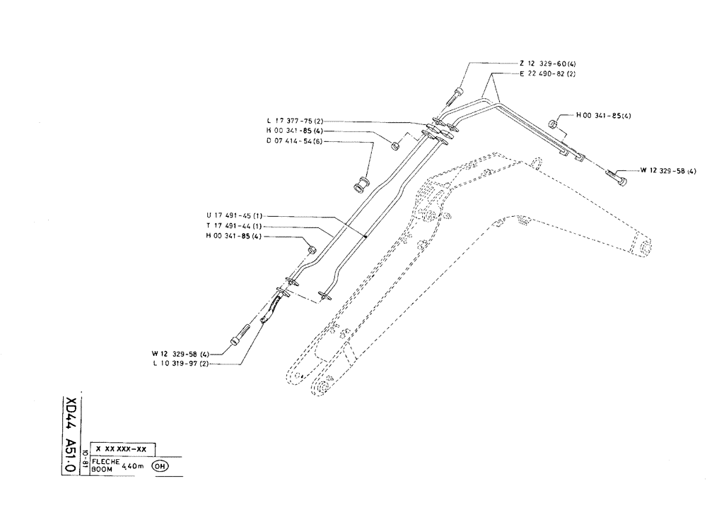 Схема запчастей Case 75C - (XD44 A51.0) - BOOM - 4,40 M, CLAMSHELL SWING UNIT - HYDRAULIC SWING (09) - BOOMS