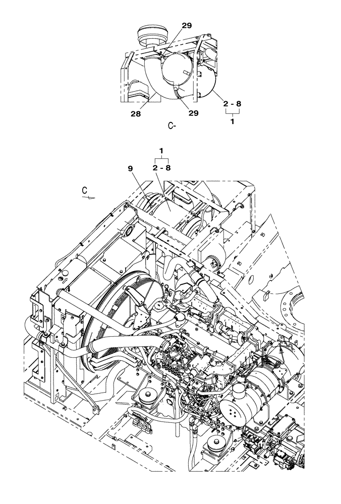 Схема запчастей Case CX350C - (02-002[02]) - AIR FILTRATION (02) - ENGINE