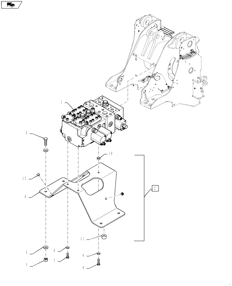 Схема запчастей Case 1121F - (35.135.01) - VALVE INSTALLATION - 2 FUNCTION / 3 SPOOLS (35) - HYDRAULIC SYSTEMS