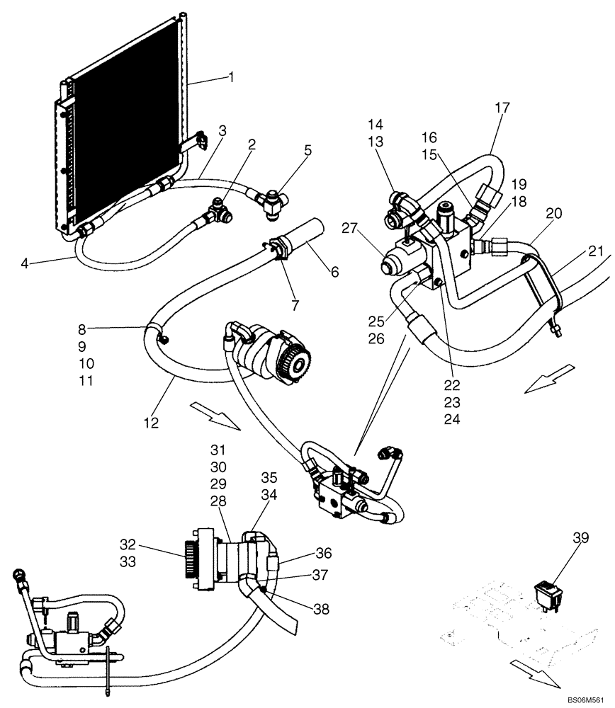 Схема запчастей Case 450 - (08-14D) - HIGH FLOW (MODELS WITH PILOT CONTROL) (08) - HYDRAULICS