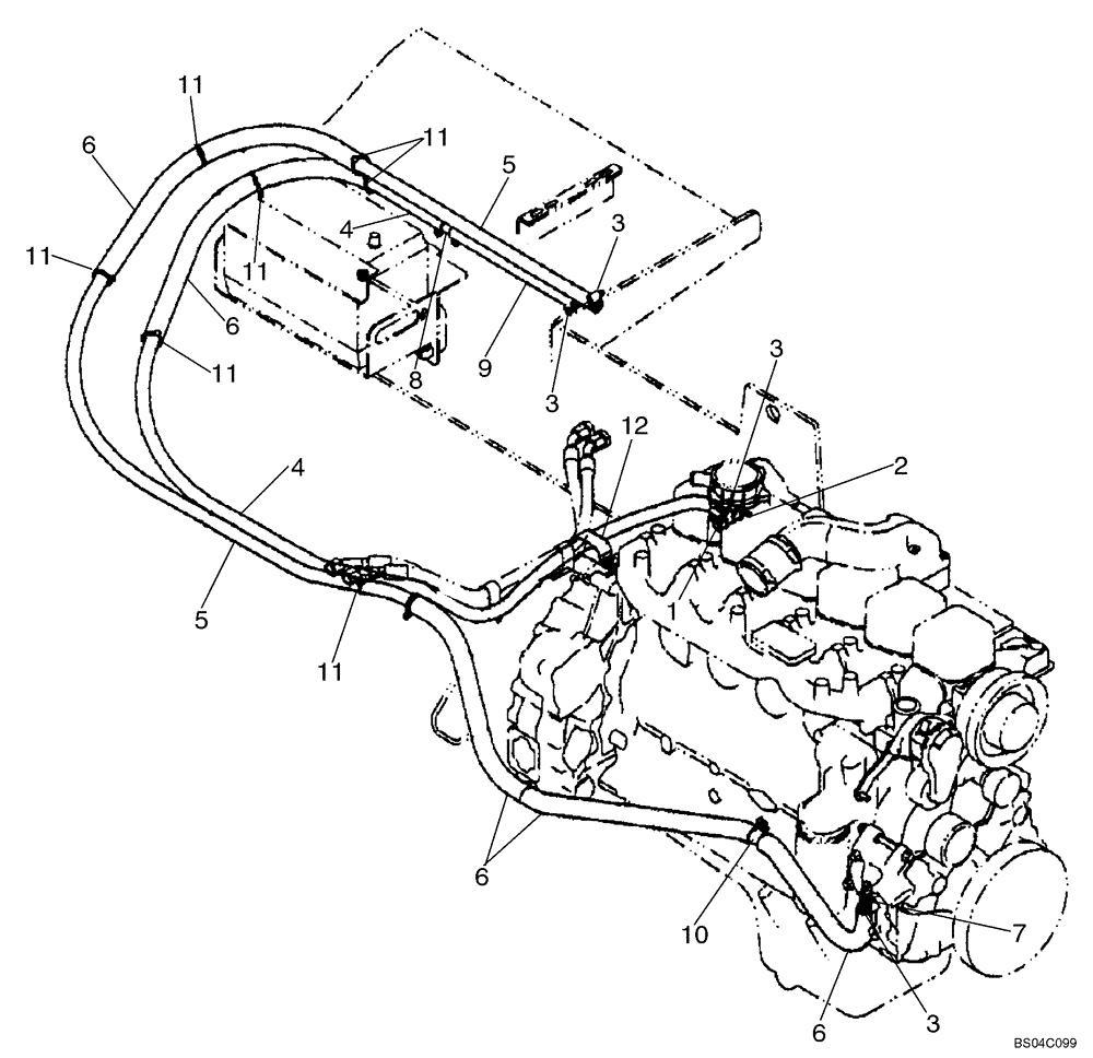 Схема запчастей Case 750K - (09-35) - CAB - HEATING SYSTEM (AT ENGINE) (09) - CHASSIS/ATTACHMENTS