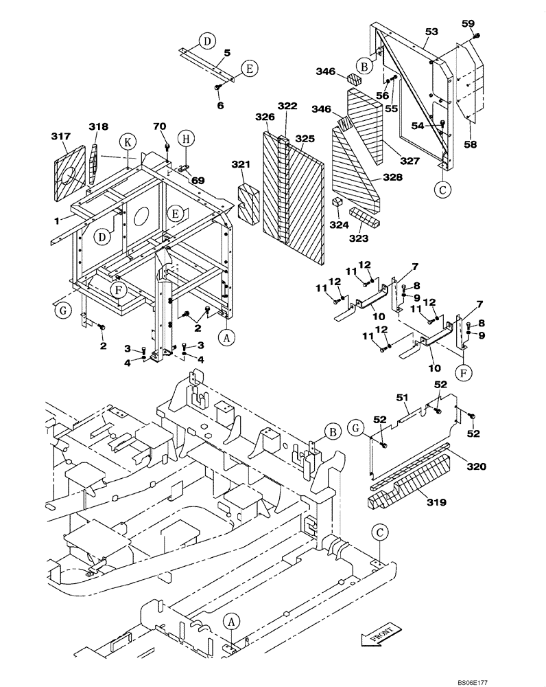 Схема запчастей Case CX800 - (09-008-00[01]) - COWLING - FRAMEWORK (09) - CHASSIS