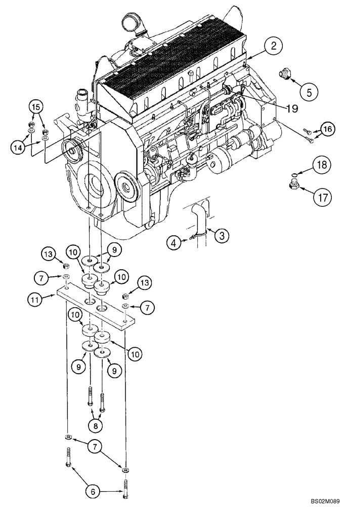 Схема запчастей Case 921C - (02-02) - MOUNTING, ENGINE (Apr 8 2011 4:45PM) (02) - ENGINE