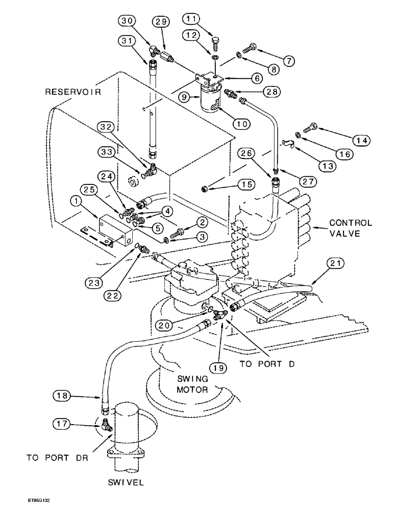 Схема запчастей Case 9060B - (8-076) - SWIVEL AND SWING MOTOR DRAIN LINES (08) - HYDRAULICS