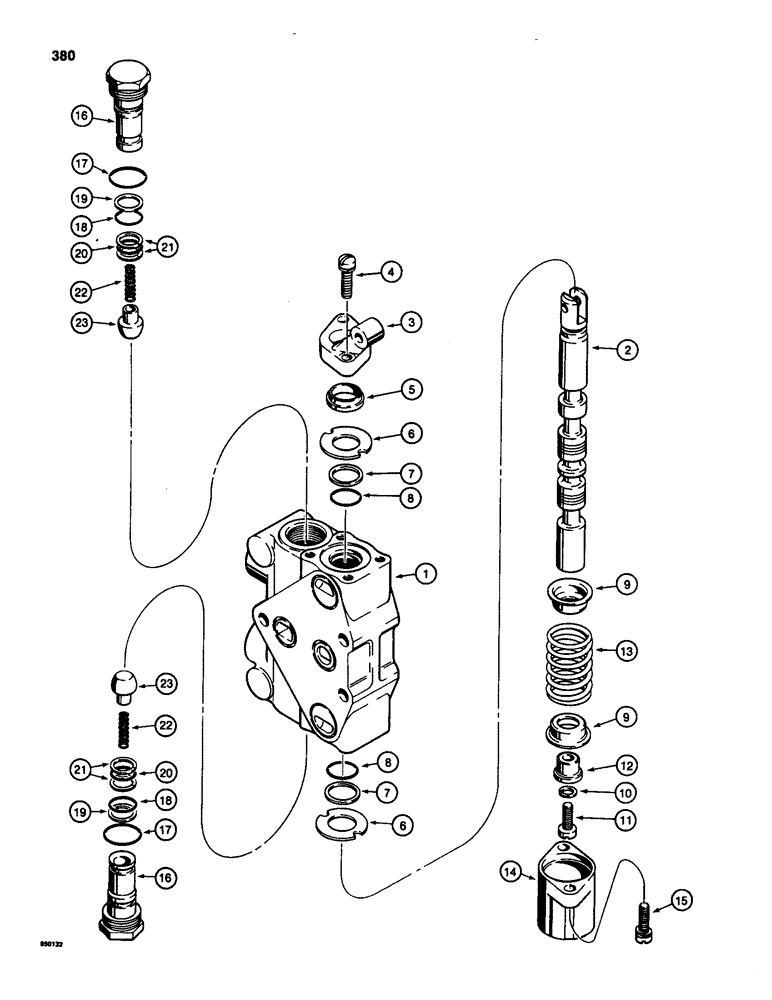 Схема запчастей Case 580SD - (380) - THREE-POINT HITCH CONTROL VALVE, PITCH, TILT, AND IMPLEMENT SECTIONS (08) - HYDRAULICS