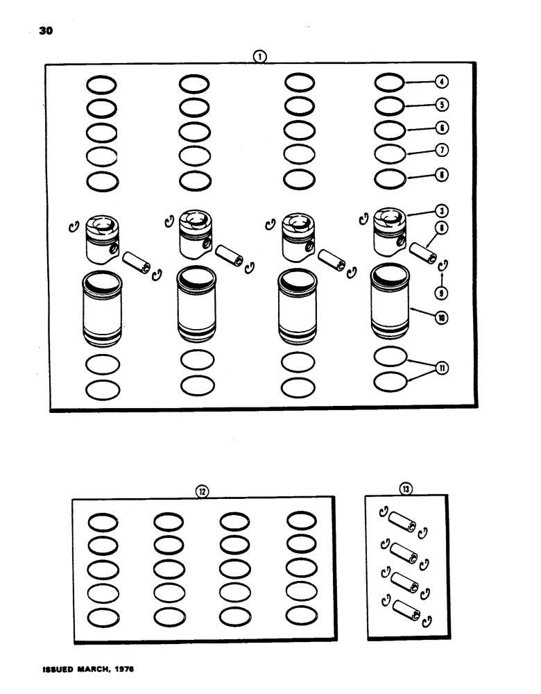 Схема запчастей Case 450 - (030) - PISTONS, (188) DIESEL ENGINE (01) - ENGINE