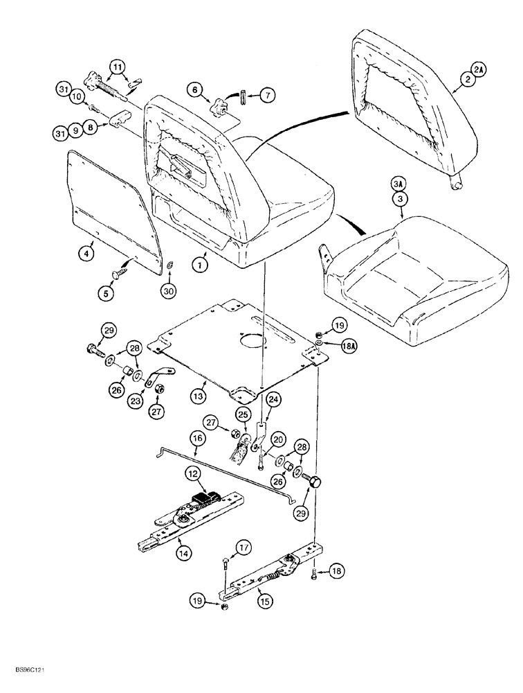 Схема запчастей Case 550G - (9-26) - STANDARD SEAT ASSEMBLY, WITHOUT SUSPENSION (05) - UPPERSTRUCTURE CHASSIS