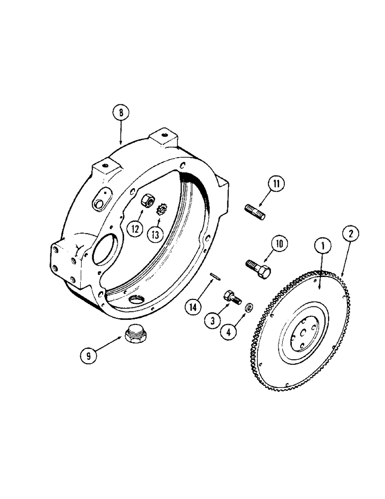 Схема запчастей Case 350 - (030) - FLYWHEEL AND HOUSING, 188 DIESEL ENGINE (01) - ENGINE