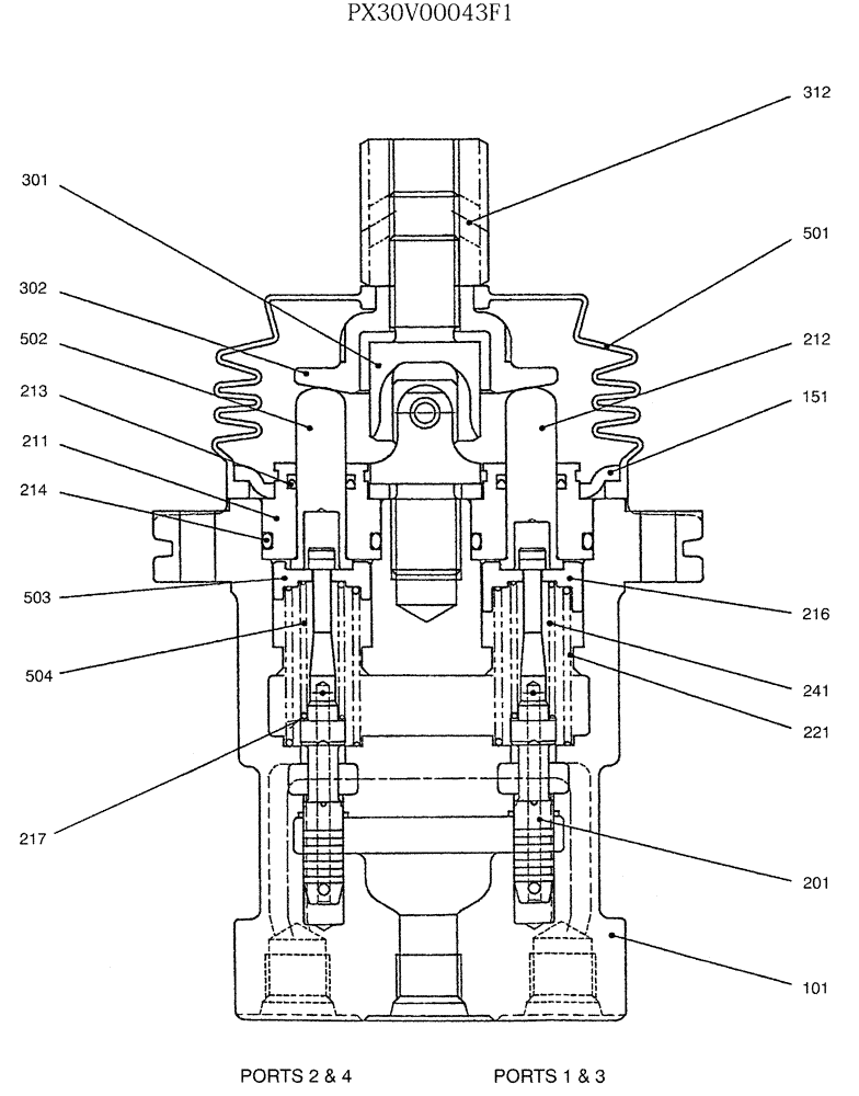 Схема запчастей Case CX27B - (07-036) - VALVE ASSY, PILOT P/N PX30V00043F1 (35) - HYDRAULIC SYSTEMS