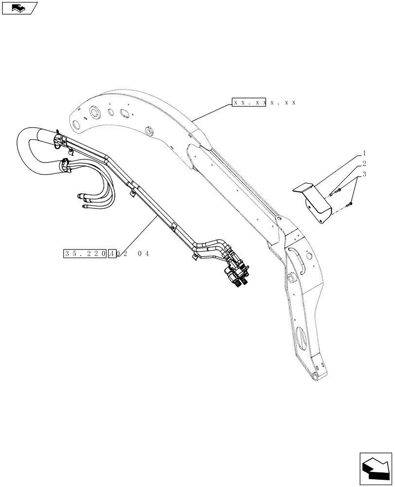 Схема запчастей Case SV250 - (35.734.AH[02]) - AUX HYD, HIGH FLOW ARM PLUMBING (SV250,SV300,TV380) (35) - HYDRAULIC SYSTEMS