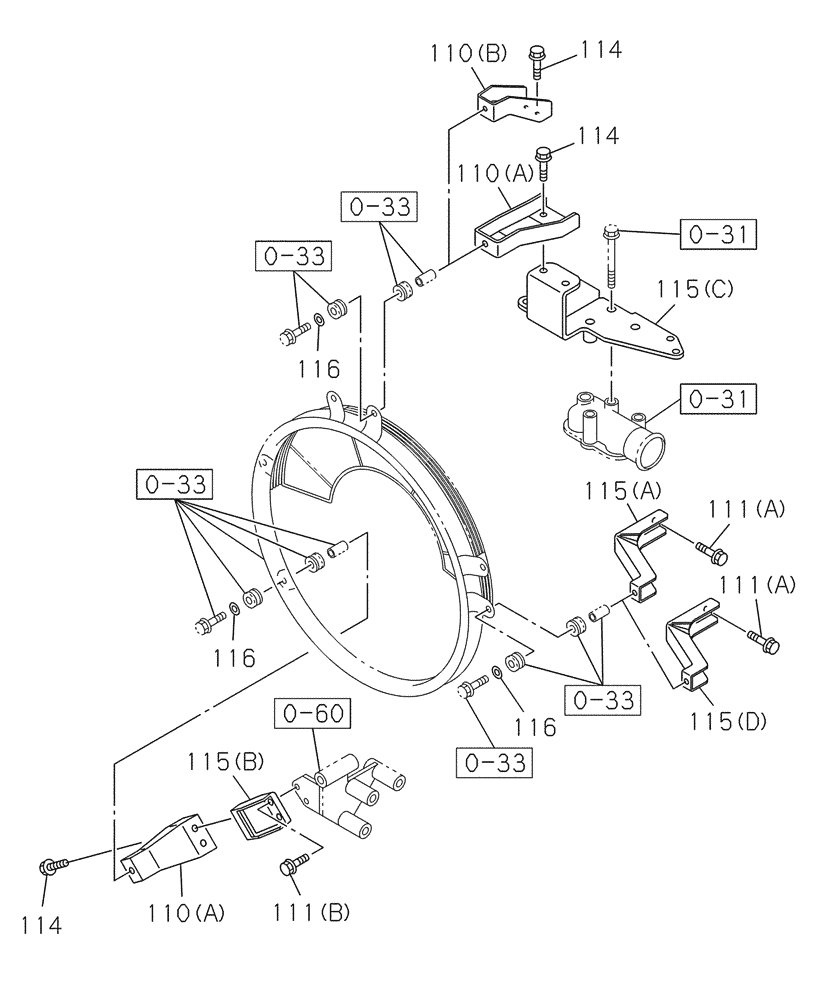 Схема запчастей Case CX350C - (02-029[00]) - BRACKET - FAN GUARD (02) - ENGINE