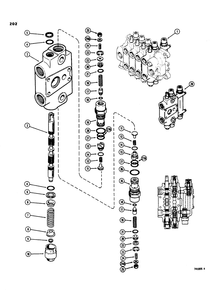 Схема запчастей Case 35 - (202) - G33071 BACKHOE CONTROL VALVE, G33072 SWING SECTION 