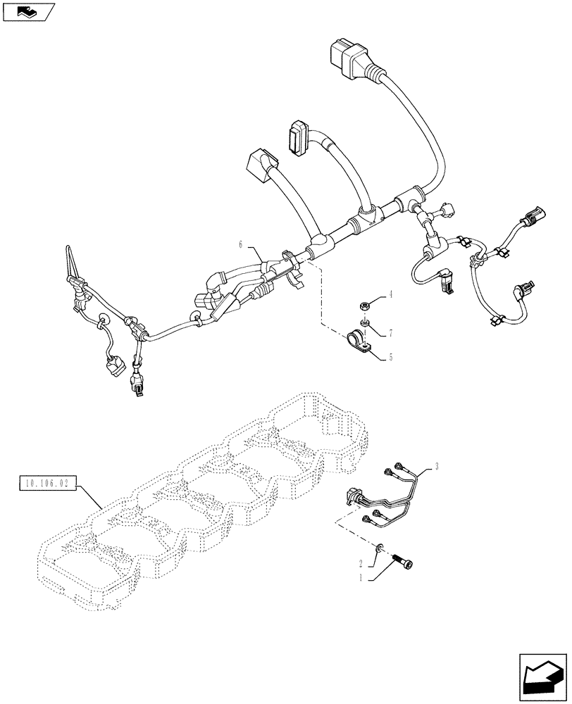 Схема запчастей Case F4DFE613B A004 - (55.100.05) - CONNECTIONS CABLE FOR ENGINE INJECTION (55) - ELECTRICAL SYSTEMS