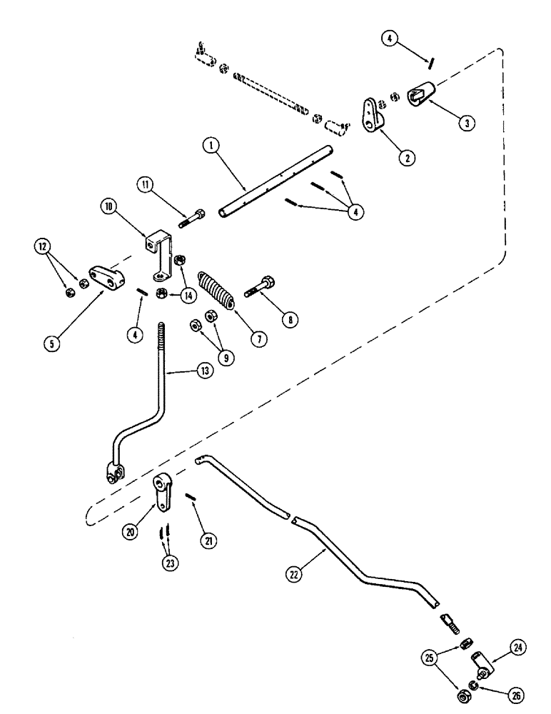 Схема запчастей Case 580B - (036) - LOWER THROTTLE LINKAGE, (188) DIESEL ENGINE (03) - FUEL SYSTEM