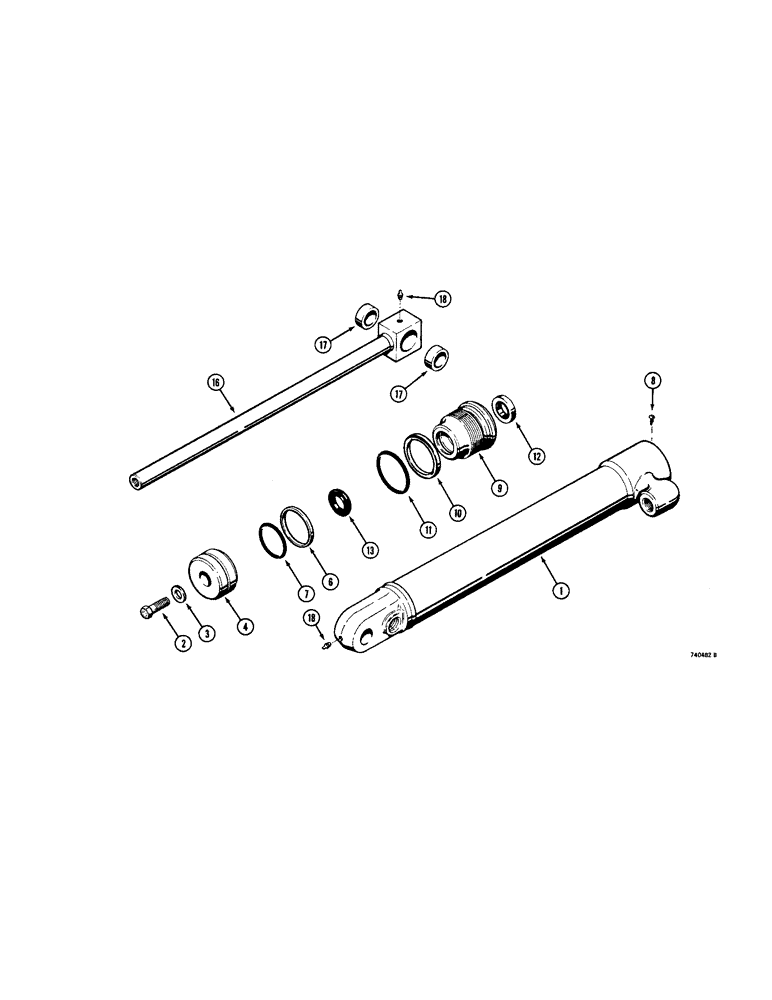 Схема запчастей Case 1830 - (158[1]) - G100066 BUCKET TILT CYLINDER SEE ITEM 13 FOR IDENTIFICATION (35) - HYDRAULIC SYSTEMS