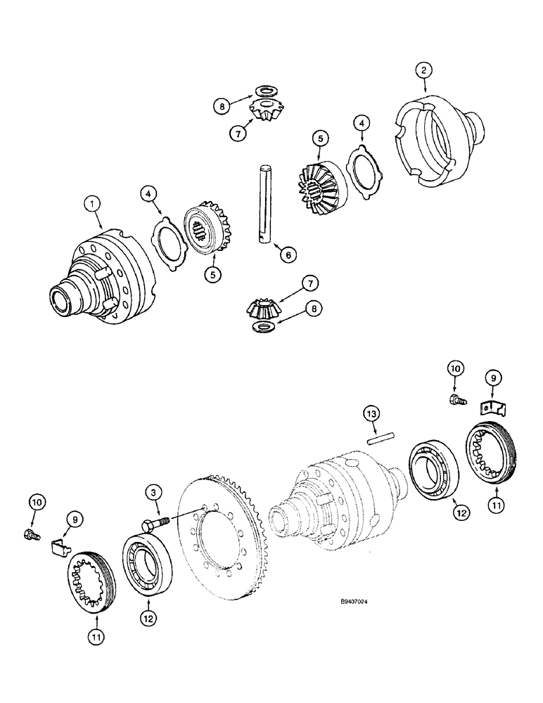 Схема запчастей Case 590SL - (6-014) - FRONT DRIVE AXLE, DIFFERENTIAL (06) - POWER TRAIN