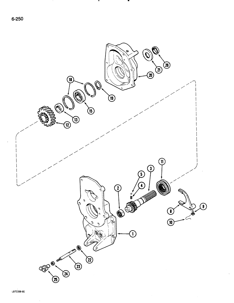 Схема запчастей Case 580K - (06-250) - TRANSAXLE SHIFT MECHANISM AND OUTPUT SHAFT, 4 WHEEL DRIVE (06) - POWER TRAIN