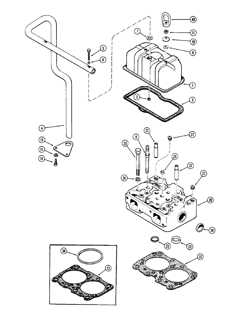 Схема запчастей Case 780 - (040) - CYLINDER HEAD AND COVER, 336BD AND 336BDT DIESEL ENGINES (02) - ENGINE