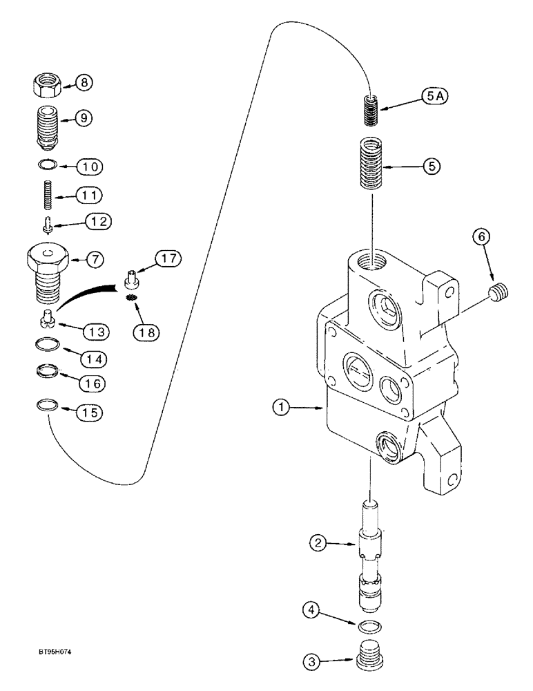 Схема запчастей Case 580L - (8-064) - LOADER CONTROL VALVE, INLET SECTION - WITH STEERING RELIEF VALVE (08) - HYDRAULICS