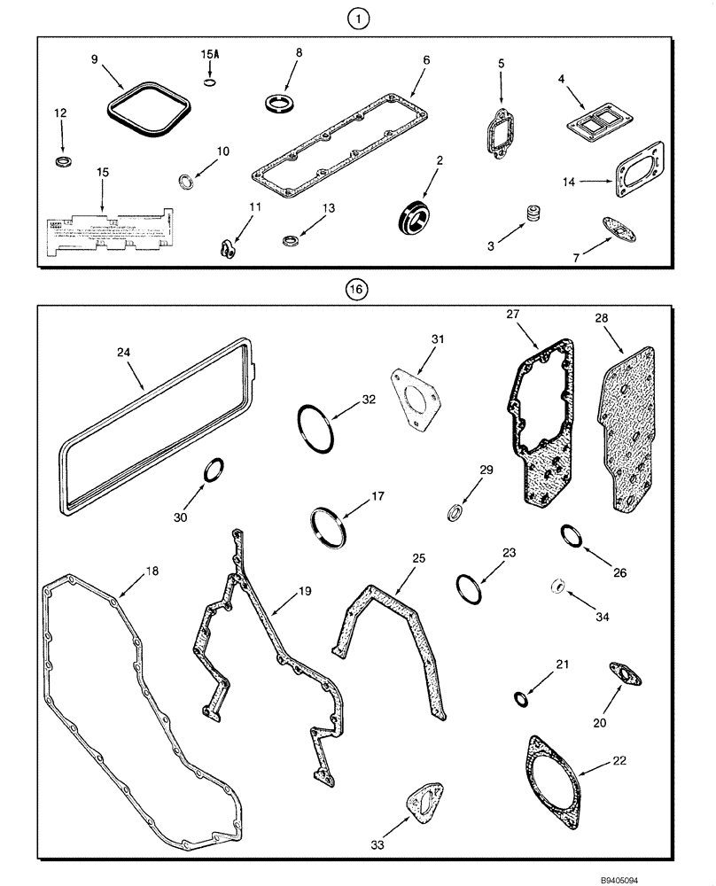 Схема запчастей Case 1840 - (02-35) - GASKET KIT - VALVE GRIND, 4-390 ENGINE (02) - ENGINE