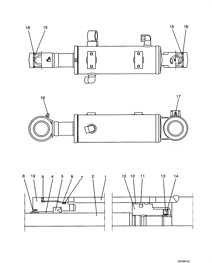 Схема запчастей Case CX47 - (08-64[00]) - CYLINDER, DOZER BLADE (08) - HYDRAULICS