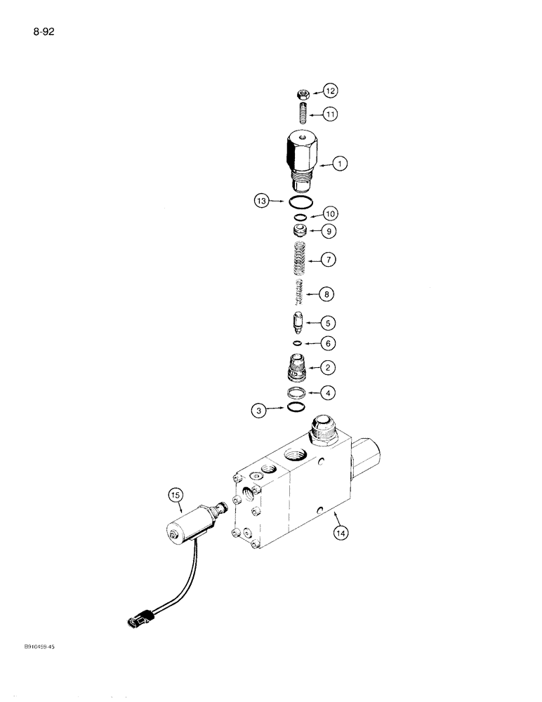 Схема запчастей Case 780D - (8-092) - BOOM LOCK SOLENOID VALVE, CYLINDER MOUNTED (08) - HYDRAULICS