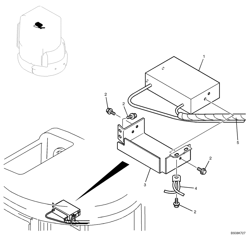 Схема запчастей Case CX27B BTW - (05-003) - RADIO INSTAL (PW54E00002F1, PM54E00003F2) (55) - ELECTRICAL SYSTEMS