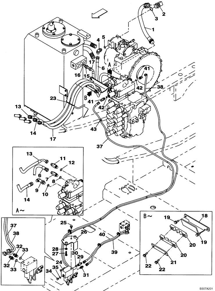 Схема запчастей Case CX160B - (08-39) - HYDRAULICS, AUXILIARY - SECOND ACTING CIRCUIT, HAND OPERATED (08) - HYDRAULICS