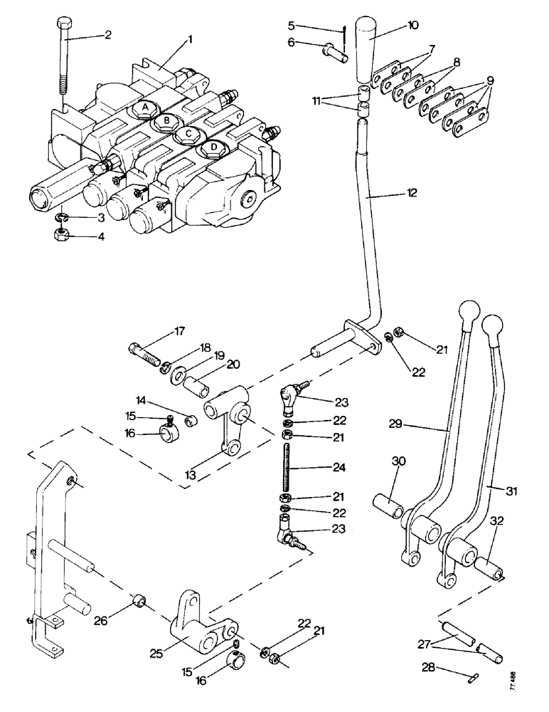 Схема запчастей Case 850 - (J16-1) - 4 SPOOL CONTROL VALVES AND LEVERS (07) - HYDRAULIC SYSTEM