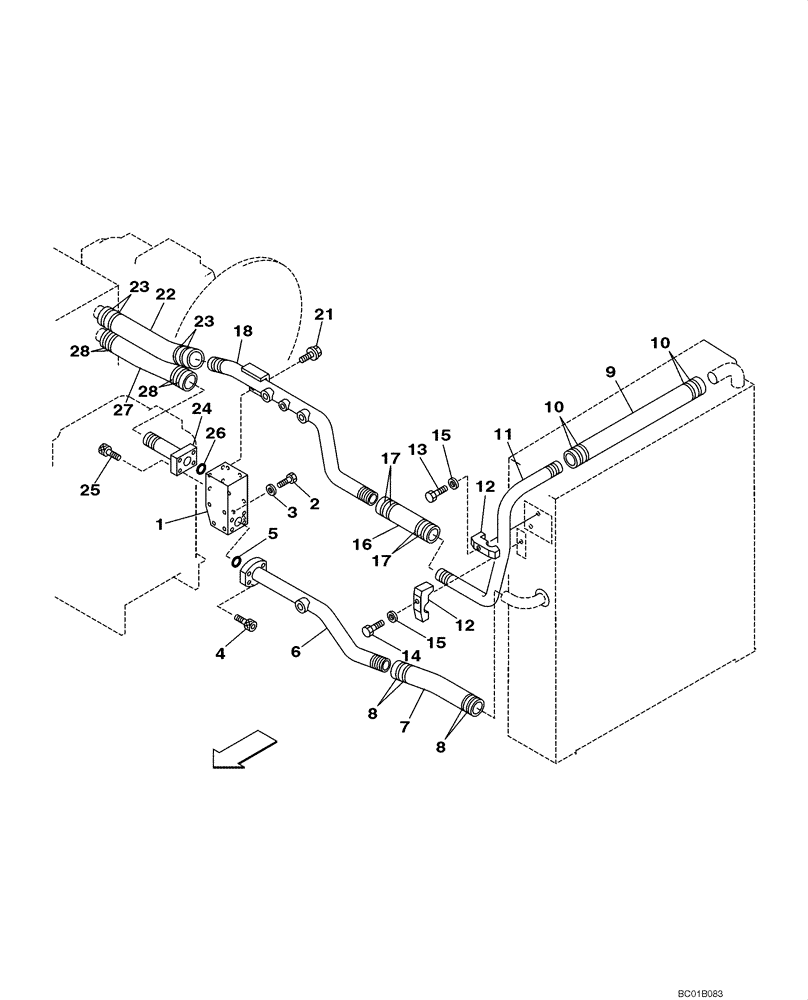 Схема запчастей Case CX160 - (08-05) - HYDRAULICS - RESERVOIR RETURN (08) - HYDRAULICS