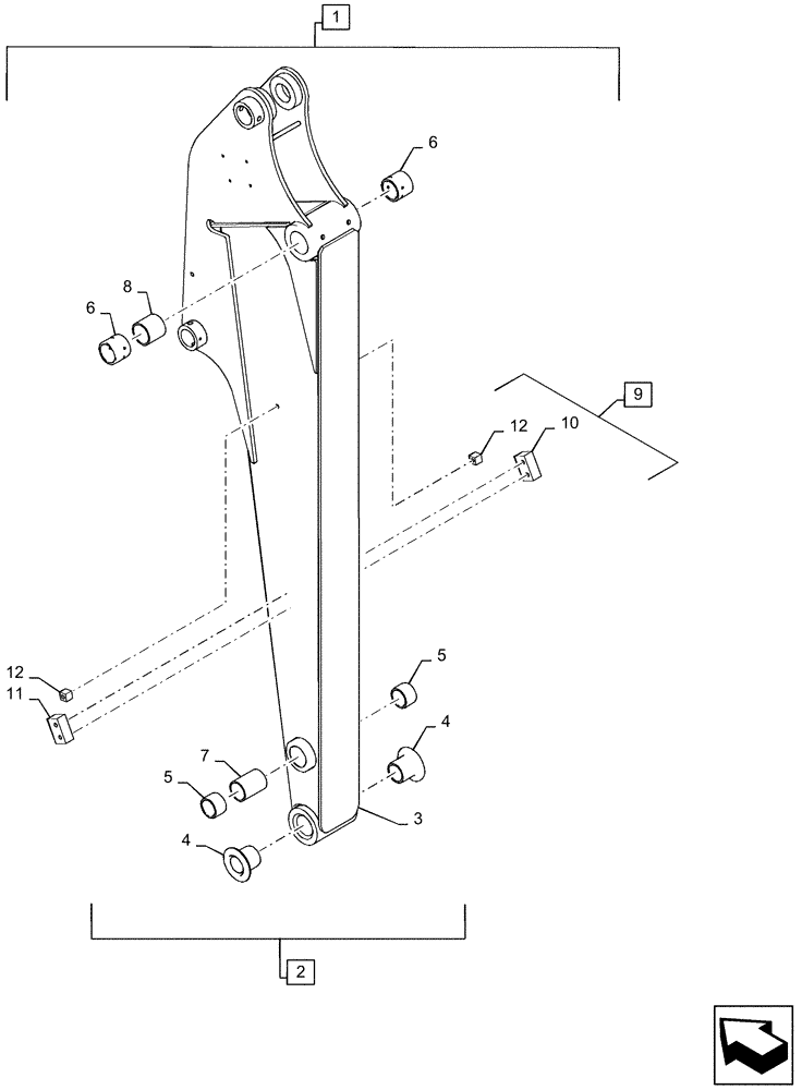 Схема запчастей Case CX36B - (03-017[01]) - ARM, LONG (1.59M) (84) - BOOMS, DIPPERS & BUCKETS